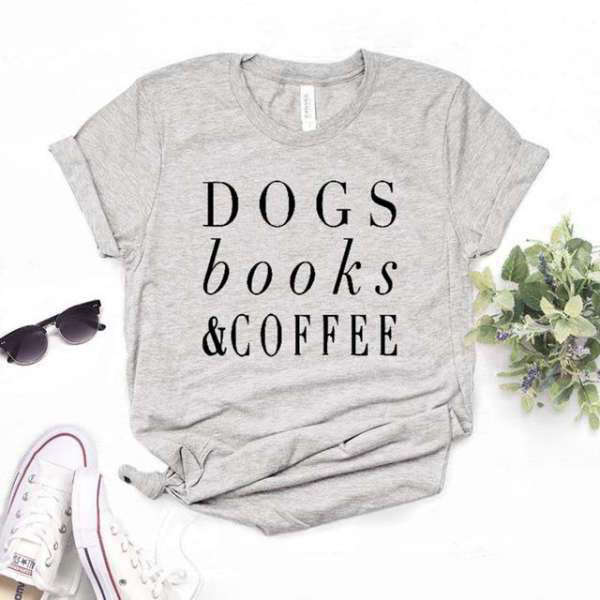 T Shirt Dogs Books Coffee