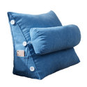 Coussin Tête De Lit Triangulaire - Grand Modèle 80x20x50 Cm, Coton/lin, Rembourrage Moelleux, Poche Latérale - 3